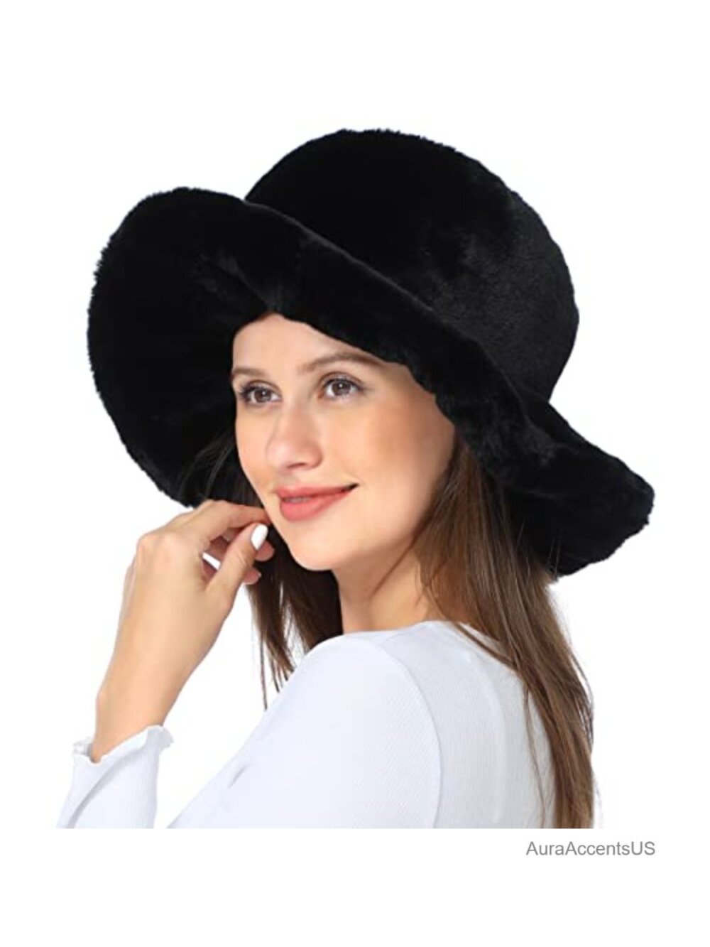 Snakeskin Print Faux Fur Bucket Hat Winter Warm Fisherman Cap